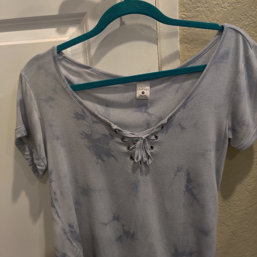 Baby blue tie dye crop top